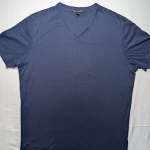 Robert Barakett Blue V Neck T Shirt Soft Stretch Cotton Luxe Basic Tee